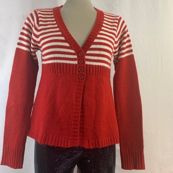 RED PAINT Red  and White Striped Long Sleeves Swe - Picture 7 of 8